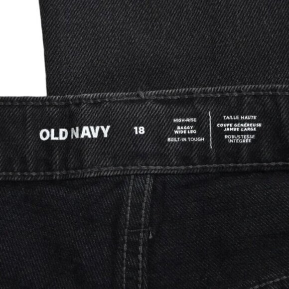 NWT Old Navy Baggy Wide Leg High Rise Black Jeans Kids Size 18 - Picture 7 of 12